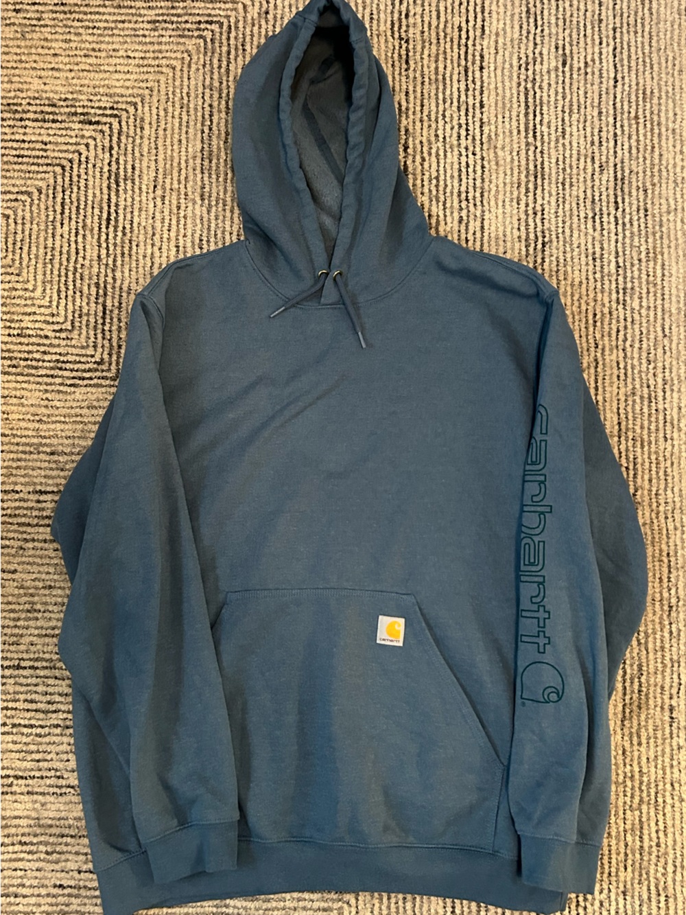 Carhartt Men's Blue Pullover Hoodie Sweater Loose Fit Size XL Cotton Blend